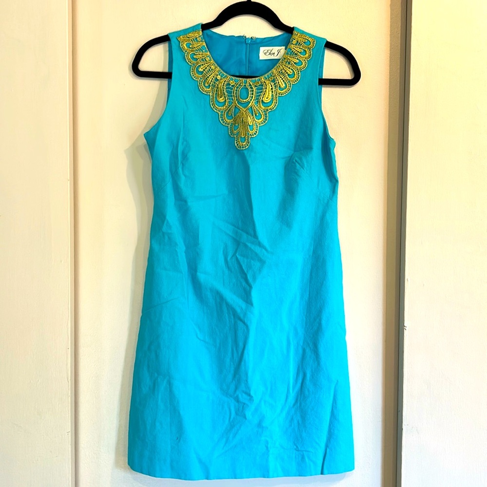 Teal shift dress